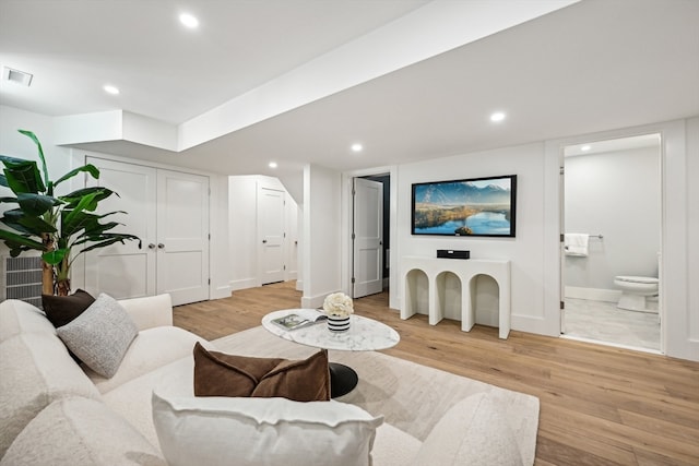 living room featuring light hardwood / wood-style floors