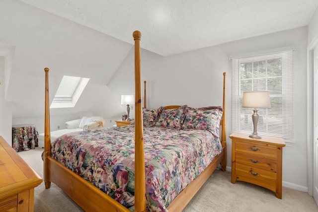 79 Brookdale Cir Unit 79, Shrewsbury, MA 01545 - bedroom with carpet floors, a skylight, vaulted ceiling, and baseboards