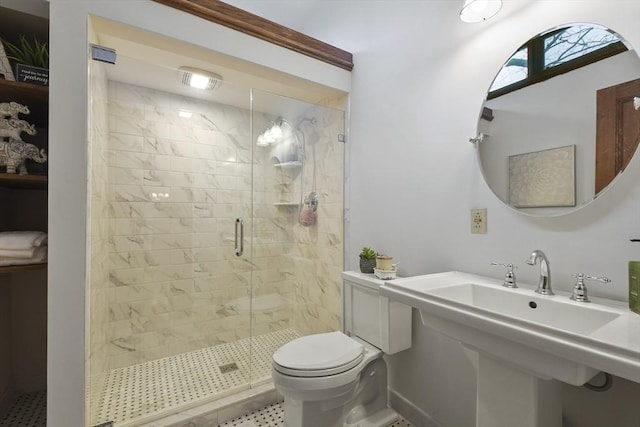 97 Livingston Ave, Lowell, MA 01851 - bathroom featuring a sink, toilet, and a stall shower