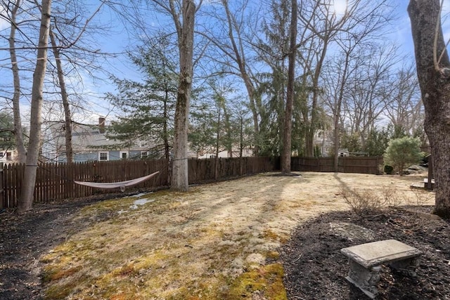 view of yard featuring fence