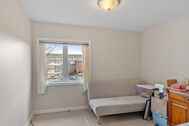 sitting room with light carpet