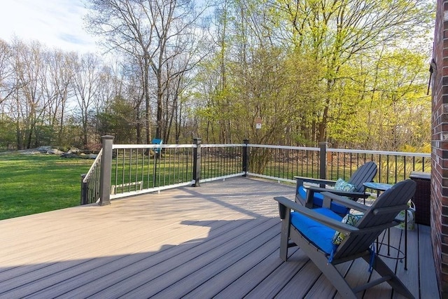deck with a yard