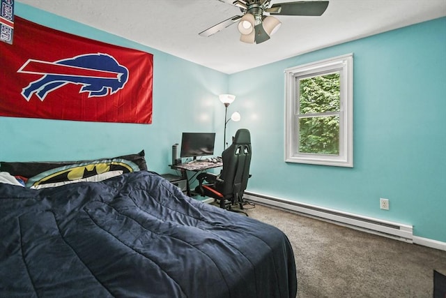 24 Lynn Ln, Southbridge, MA 01550 - bedroom with baseboard heating, carpet flooring, and ceiling fan