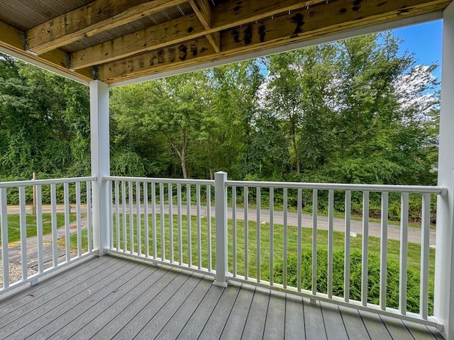 deck with a yard
