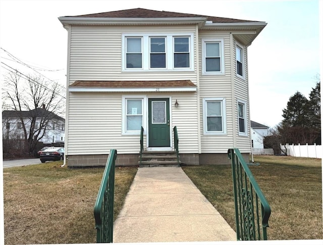 view of front of house with a front lawn