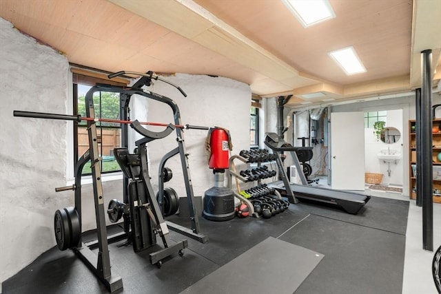 332 Eliot St, Milton, MA 02186 - exercise room with a sink