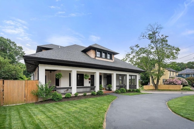 332 Eliot St, Milton, MA 02186 - view of front facade featuring a porch, roof with shingles, and stucco siding