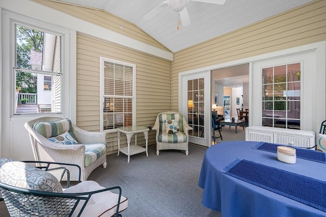 17 Cortland Grove Dr Unit 17, Shrewsbury, MA 01545 - sunroom with lofted ceiling, ceiling fan, and an outdoor living space