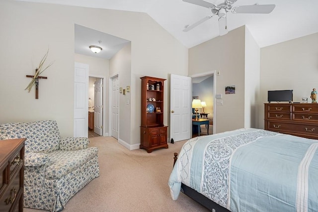 17 Cortland Grove Dr Unit 17, Shrewsbury, MA 01545 - bedroom with light carpet, high vaulted ceiling, and a ceiling fan