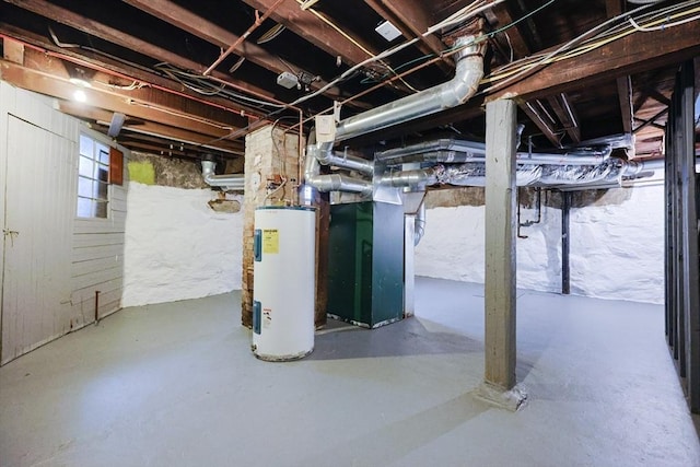 below grade area with electric water heater