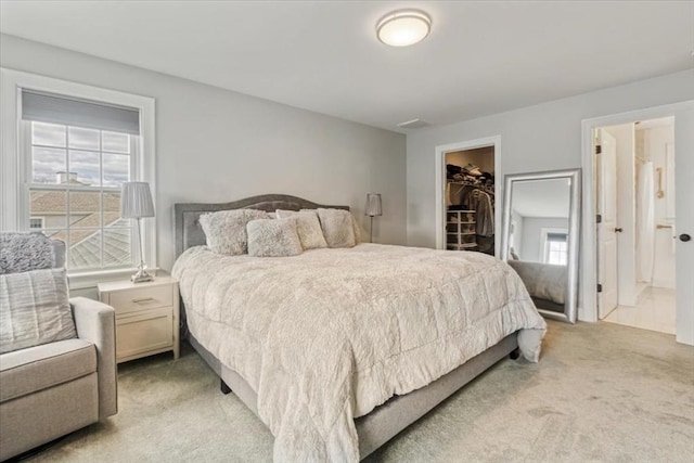 4 Barrows Brook Cir, Kingston, MA 02364 - bedroom featuring light carpet, a walk in closet, a closet, and ensuite bath