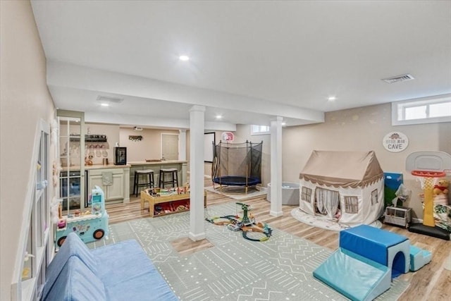 4 Barrows Brook Cir, Kingston, MA 02364 - playroom with light wood-style flooring and recessed lighting