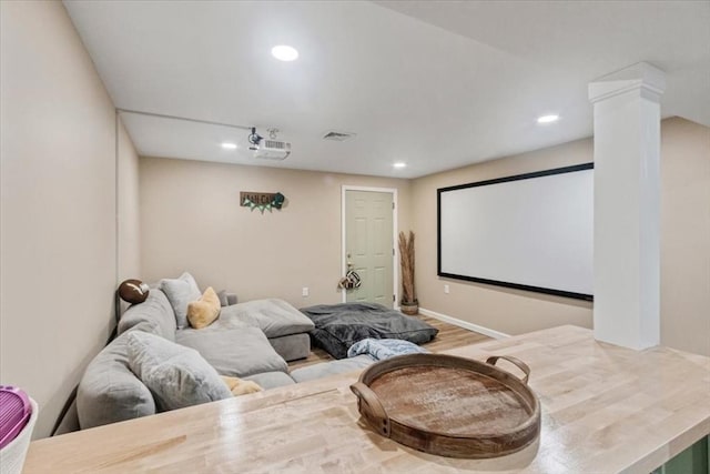 4 Barrows Brook Cir, Kingston, MA 02364 - home theater room with recessed lighting and wood finished floors