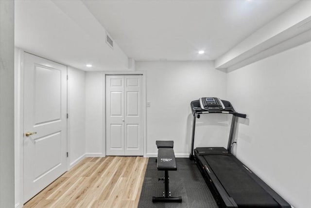 4 Barrows Brook Cir, Kingston, MA 02364 - workout room with recessed lighting, wood finished floors, and baseboards