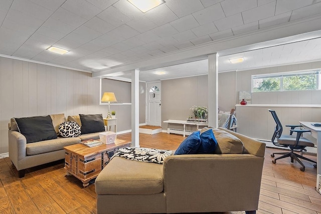 9 Crescent Ave, Lynnfield, MA 01940 - living area featuring wood finished floors, a baseboard radiator, and an office area