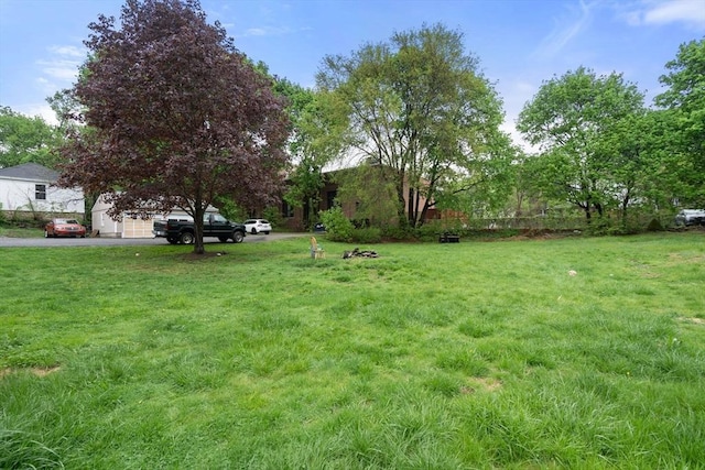 view of yard featuring aphalt driveway