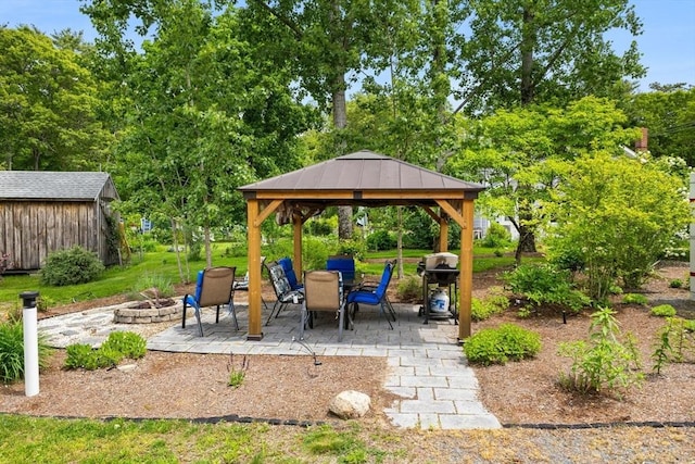 31 Fearing Hill Rd, Wareham, MA 02571 - view of patio with a gazebo, an outdoor fire pit, and area for grilling