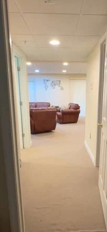 5 Lincoln Ln Unit 5, Grafton, MA 01536 - hall featuring carpet floors, a paneled ceiling, and baseboards