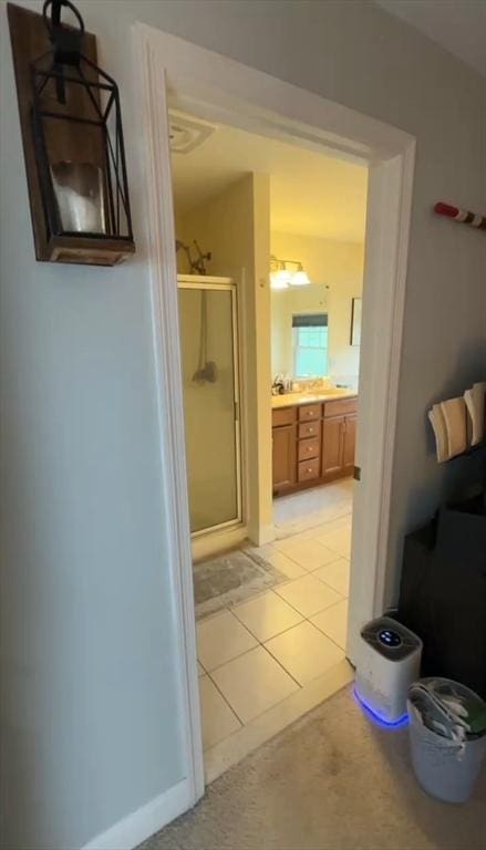 5 Lincoln Ln Unit 5, Grafton, MA 01536 - bathroom with a stall shower, vanity, and tile patterned flooring