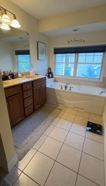5 Lincoln Ln Unit 5, Grafton, MA 01536 - bathroom featuring tile patterned floors, healthy amount of natural light, a garden tub, and double vanity