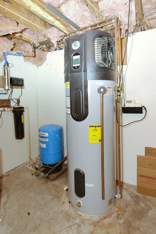 utility room featuring water heater