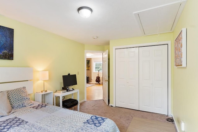 4 Fiske Ave, Chelmsford, MA 01863 - bedroom with attic access, carpet flooring, and a closet