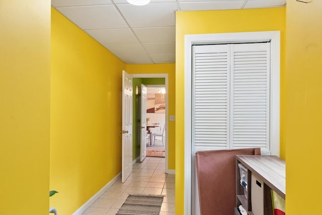 4 Fiske Ave, Chelmsford, MA 01863 - hall featuring a drop ceiling and light tile patterned floors