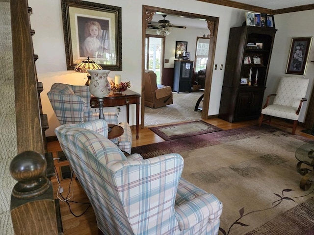 living room with light hardwood / wood-style flooring