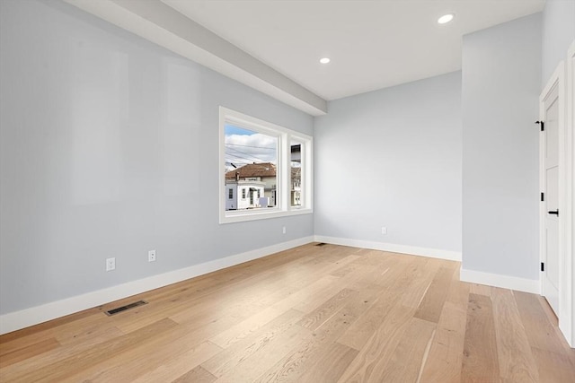 308 Newton St, Waltham, MA 02453 - unfurnished room featuring light wood-style floors, recessed lighting, and baseboards