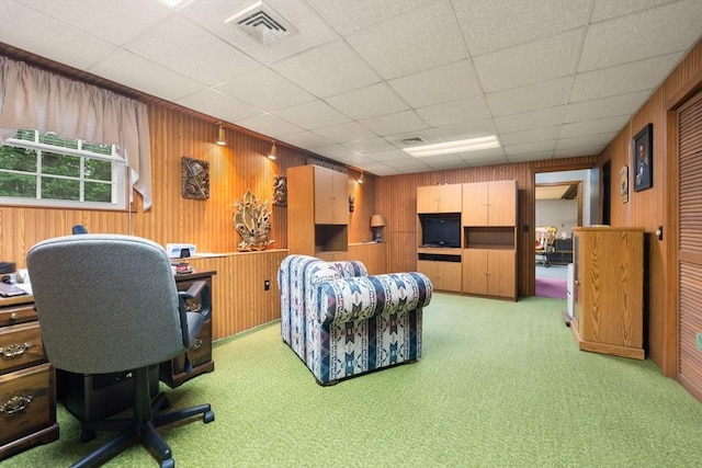 55 Glen Rd, Wilmington, MA 01887 - office space with light colored carpet, wooden walls, and a paneled ceiling