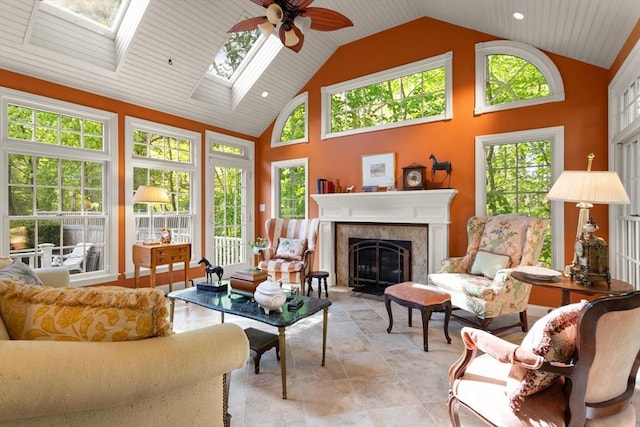 29 Stop River Rd, Norfolk, MA 02056 - sunroom featuring high vaulted ceiling, healthy amount of natural light, and a skylight