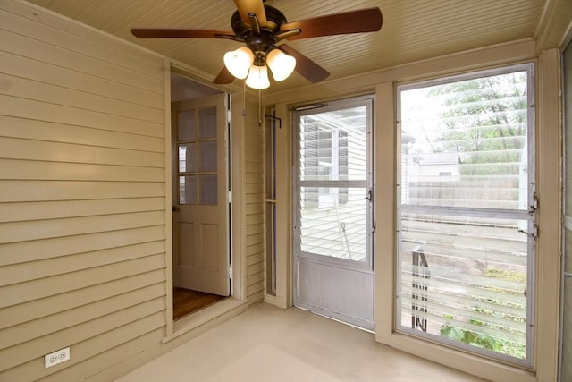 63 Grandview St, Springfield, MA 01118 - entryway with wood walls, plenty of natural light, ceiling fan, and wooden ceiling