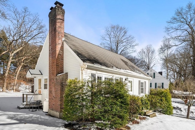 view of snow covered exterior