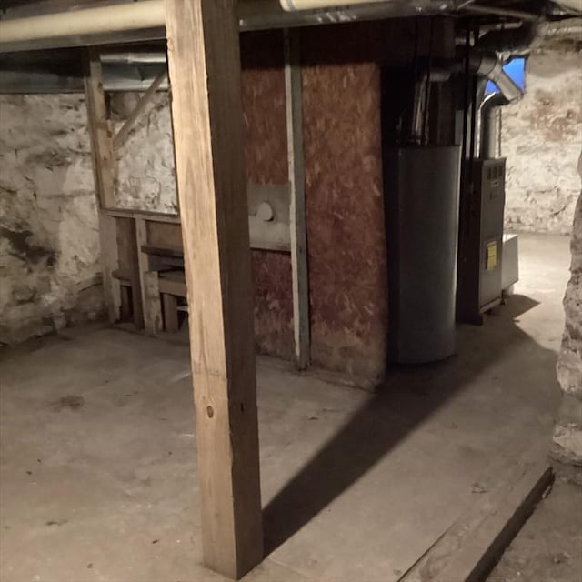 basement with water heater