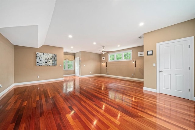 6 Northey Farm Rd, Scituate, MA 02066 - unfurnished living room with wood finished floors, ceiling fan, and recessed lighting