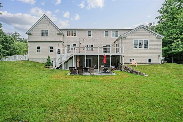 6 Northey Farm Rd, Scituate, MA 02066 - rear view of property with stairway, a patio area, a fenced backyard, a deck, and a gate
