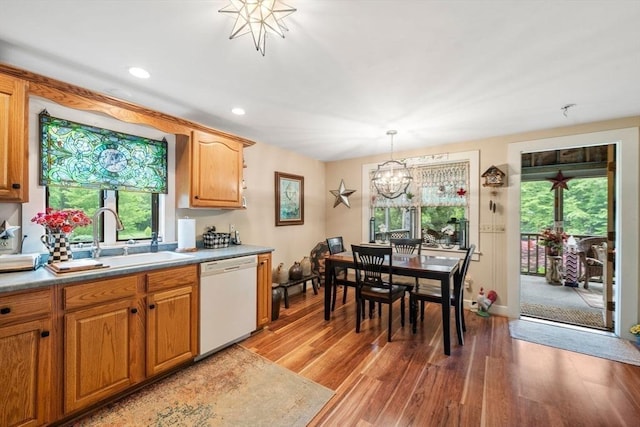64 E Main St, Middleboro, MA 02346 - kitchen with dishwasher, a sink, a chandelier, plenty of natural light, and recessed lighting