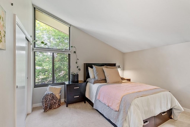 7 Longwood Dr Unit 212, Andover, MA 01810 - bedroom featuring light colored carpet, lofted ceiling, and baseboards