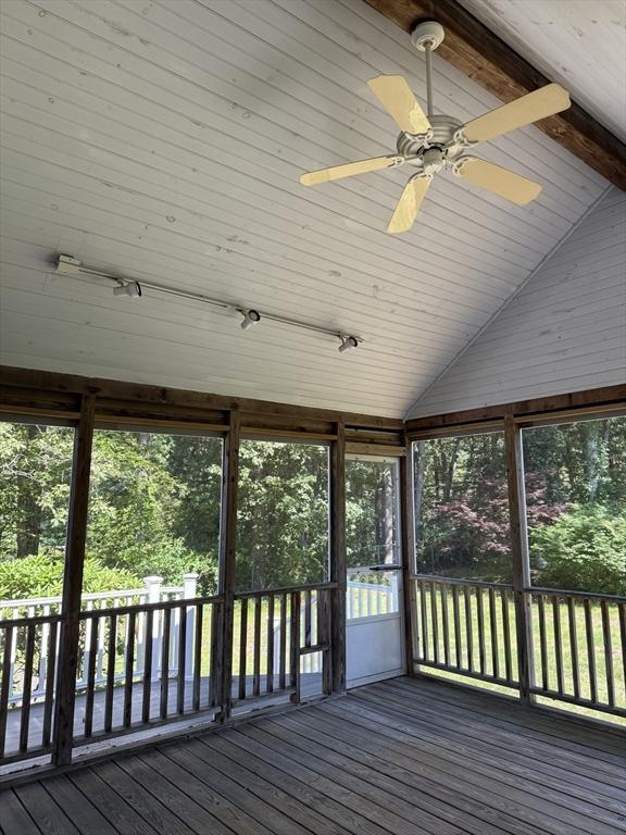 6 J William Hts, Millis, MA 02054 - unfurnished sunroom with lofted ceiling and ceiling fan