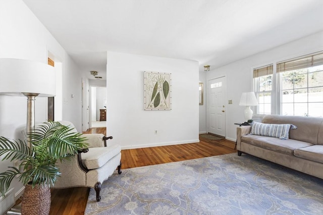 living room with hardwood / wood-style floors