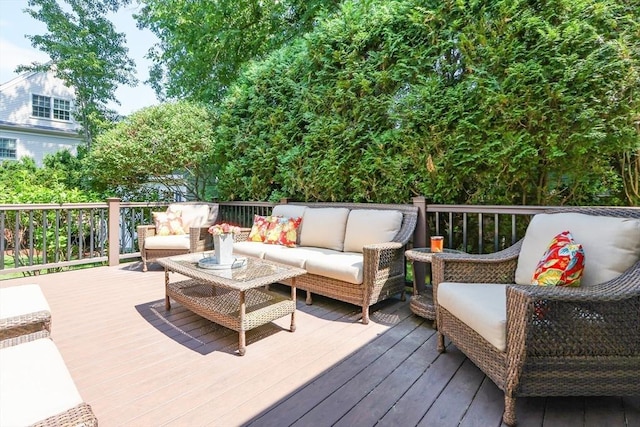 deck featuring an outdoor living space