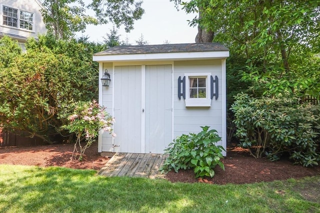 view of shed