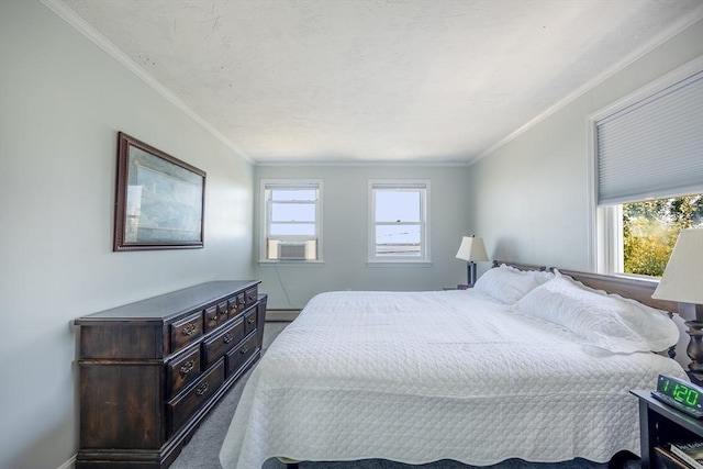 38 Point Allerton Ave, Hull, MA 02045 - bedroom featuring crown molding, baseboard heating, carpet floors, cooling unit, and baseboards