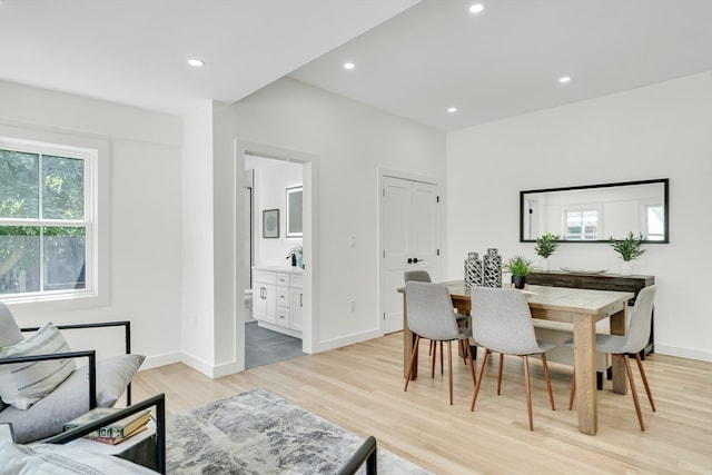 dining area featuring light hardwood / wood-style flooring