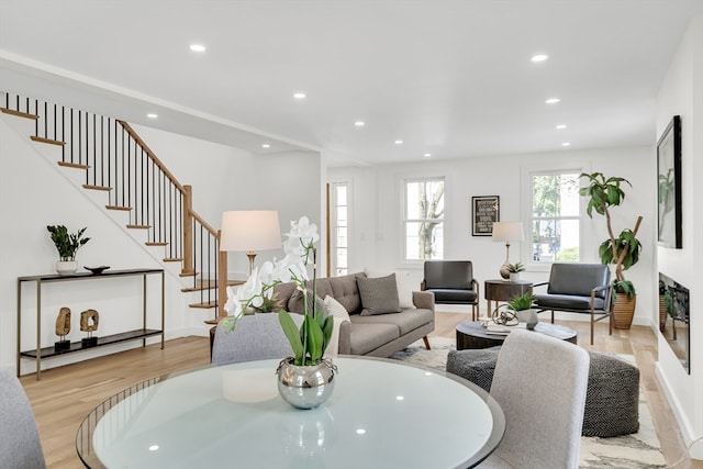 living room featuring light hardwood / wood-style floors