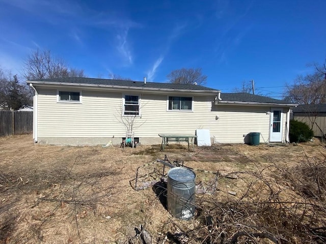 back of property with fence