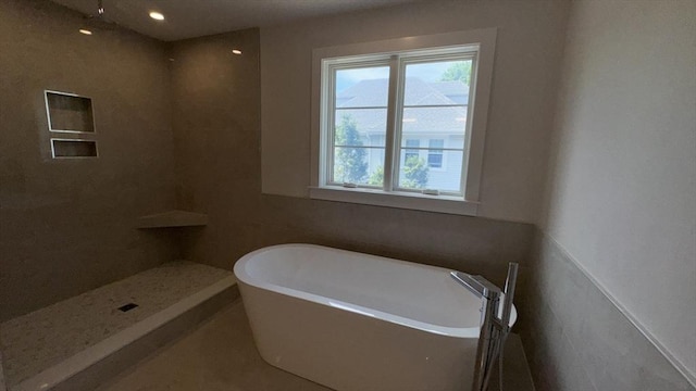 7 Avery St, Needham, MA 02494 - full bathroom with a freestanding tub and a tile shower
