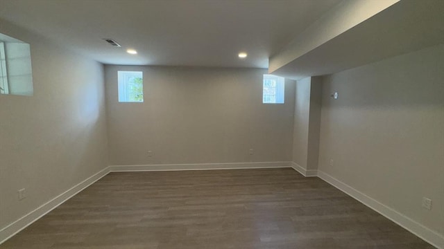 7 Avery St, Needham, MA 02494 - basement with baseboards, dark wood-style floors, and recessed lighting