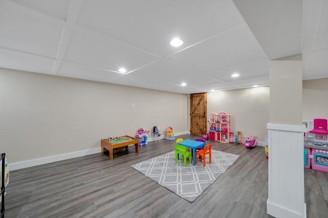 game room featuring hardwood / wood-style flooring