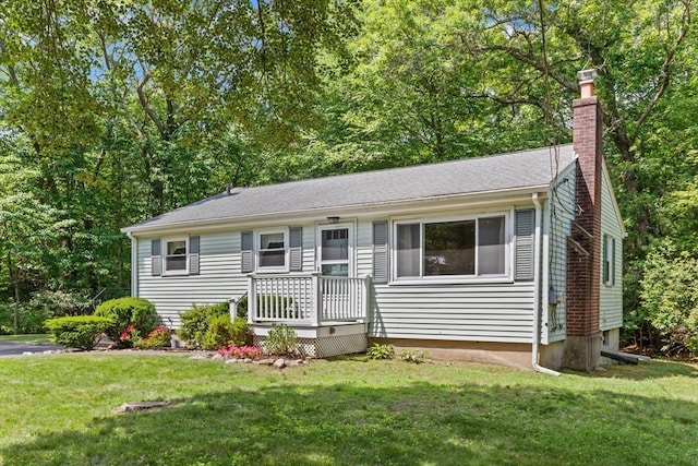 133 Allen Rd, Easton, MA 02356 - ranch-style home featuring a chimney and a front lawn
